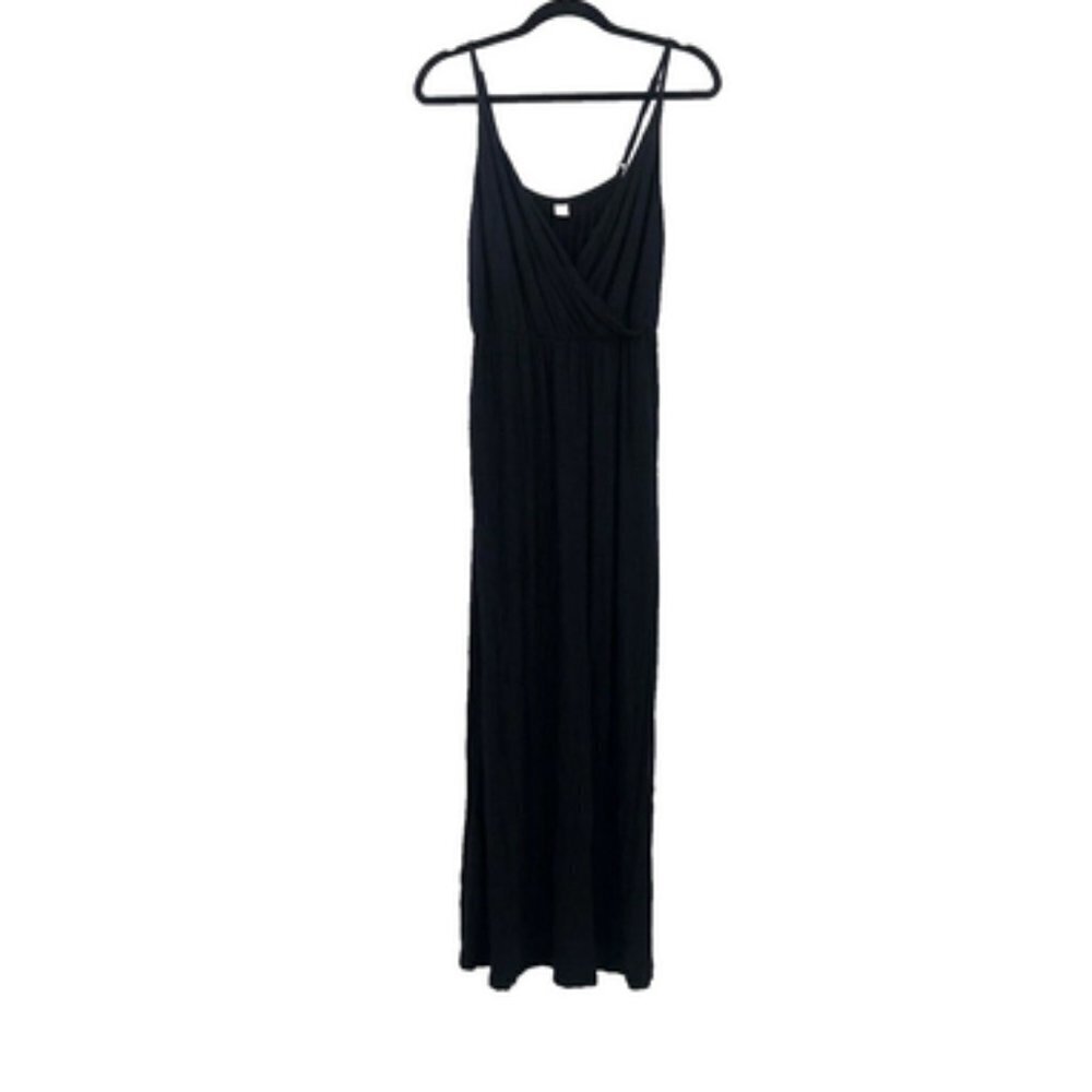 OLD NAVY Black Maxi Dress Cross Front Adjustable Straps Stretch Flowy Knit M